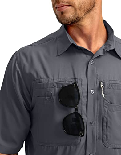 Men's UPF 50+ Fishing Shirts with Zipper Pockets for Casual Hiking
| Lightweight Cool Men's Short Sleeve Button Down Sh