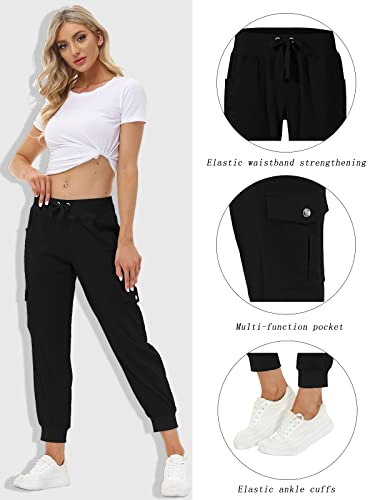 MoFiz Women's Lightweight Hiking Cargo Pants Outdoor Quick Dry Casual Travel Sweatpants Elastic Waist Button Pockets