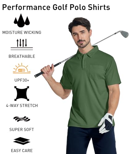 WENTTUO Mens Summer Moisture Wicking Polo Shirts for Golf Performance
| WENTTUO Short Sleeve Men's Golf Shirts with Poc