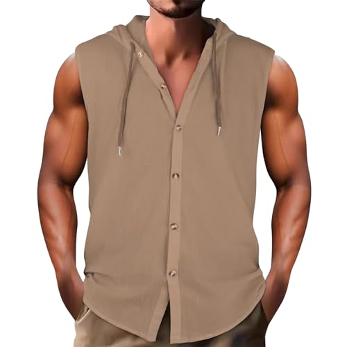 Men's Hooded Cotton Linen Tank Tops for Outdoor Workouts
| Loose Fit Mens Button Down Shirts with Sleeveless Vest
| Cot