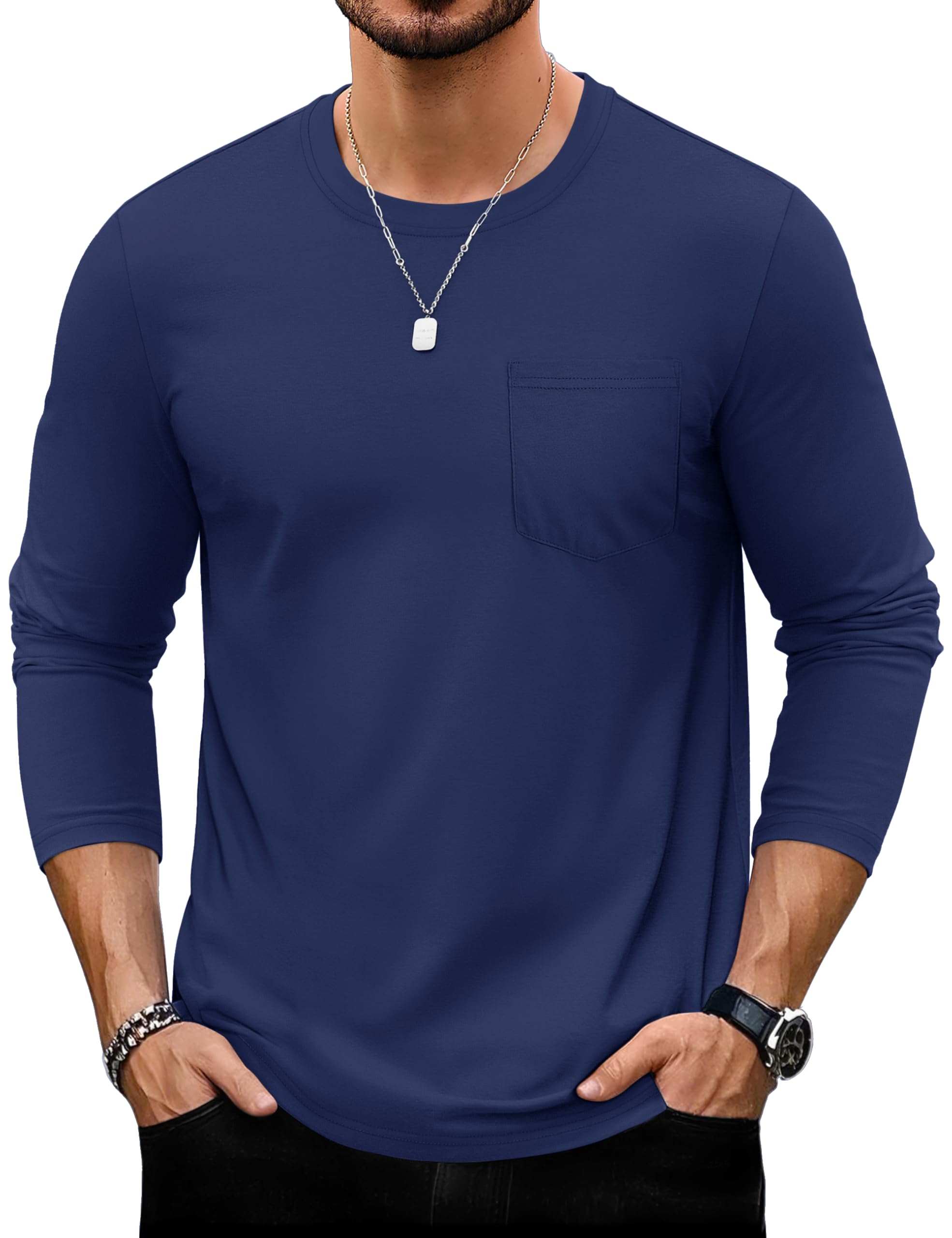TACVASEN Men's Lightweight Breathable Cotton Long Sleeve Pocket Tee Shirts for Summer Casual Work
| TACVASEN Men's Brea