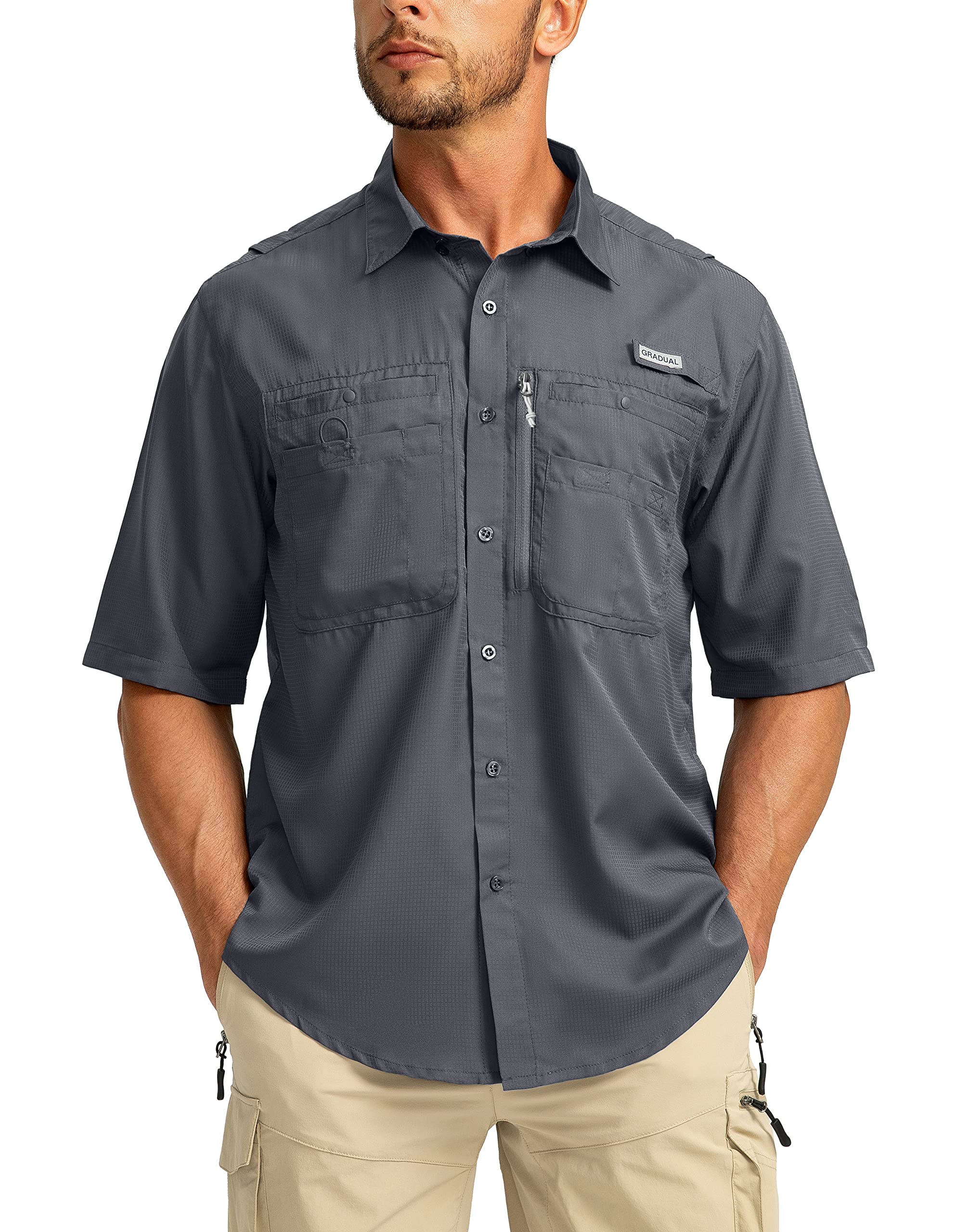 Men's UPF 50+ Fishing Shirts with Zipper Pockets for Casual Hiking
| Lightweight Cool Men's Short Sleeve Button Down Sh