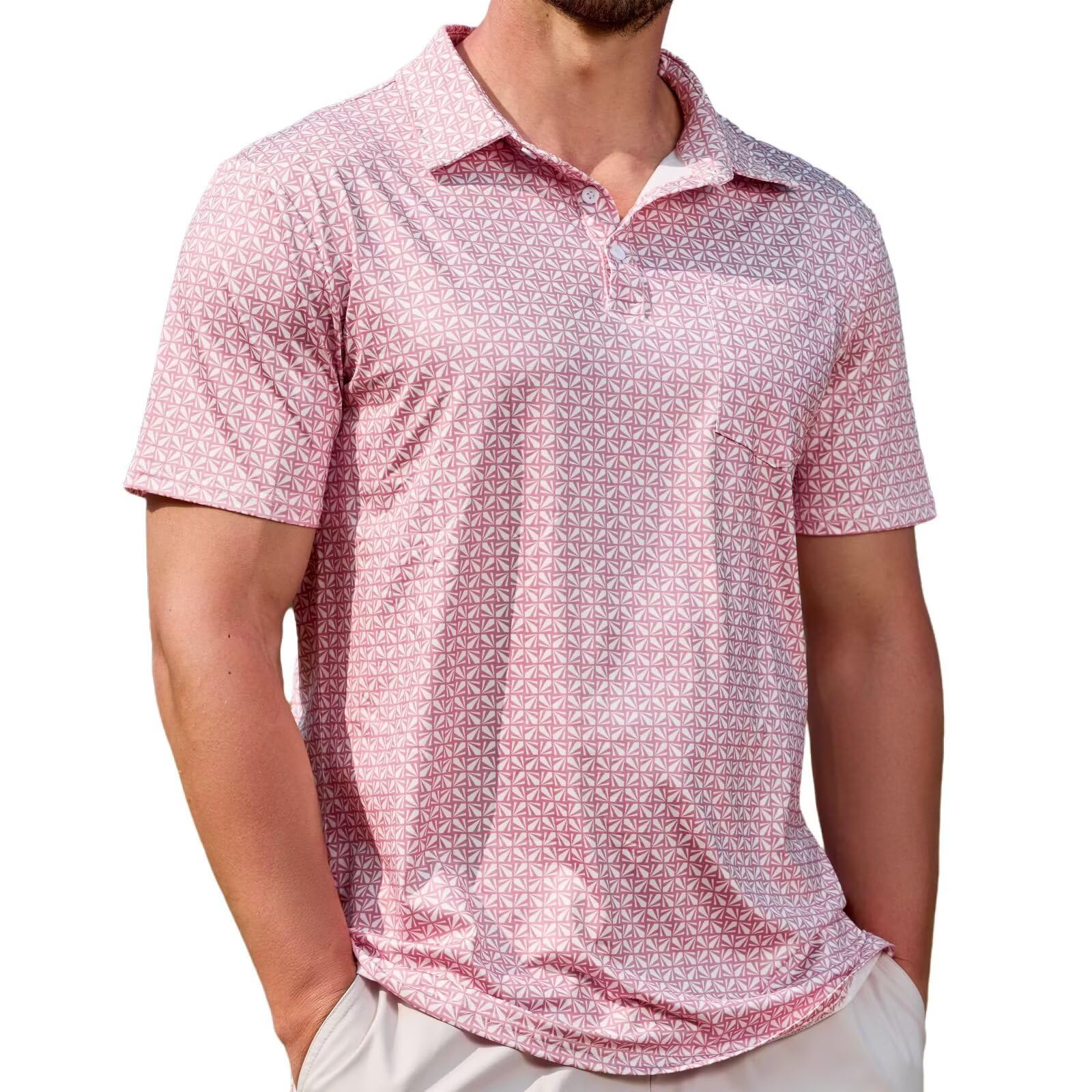 High Performance Mens Golf Shirt Short Sleeve Dry Fit Print Lexiart Moisture Wicking Polo Shirt featuring Patterns and